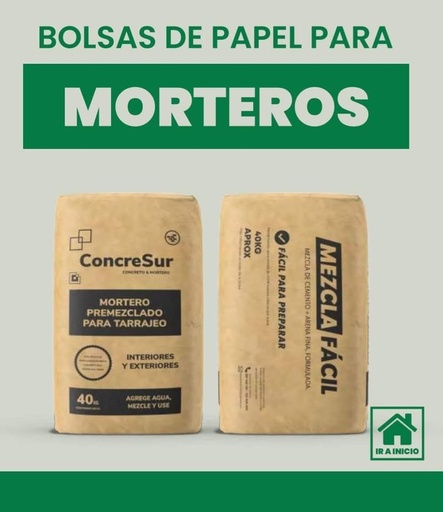 Bolsas de papel para concreto 40 kg